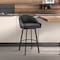 Armen Living Noran Swivel Bar Stool in Black Metal with Black Faux Leather 840254335721 - alternate 7